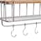 Set of 2 Silver Metal Basket & Wooden Wall Shelf Units With Hooks